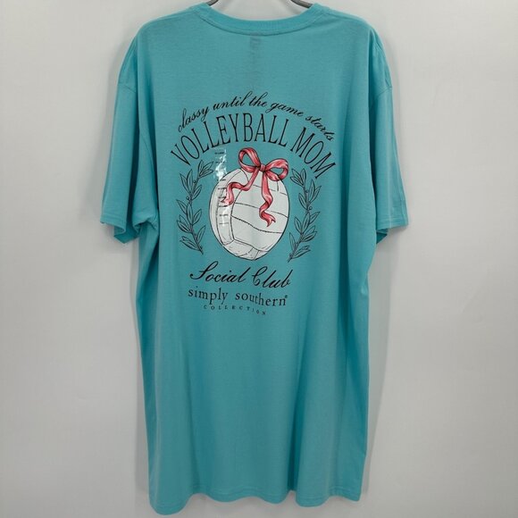 Simply Southern Short Sleeve T-Shirt sz 2XL Aqua Blue Volleyball Mom Tee NWT - Picture 1 of 7